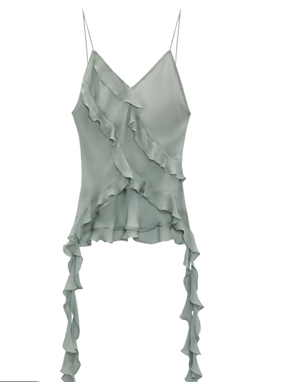 Viral Zara Semi Sheer Ruffle Chiffon Cami Tank S